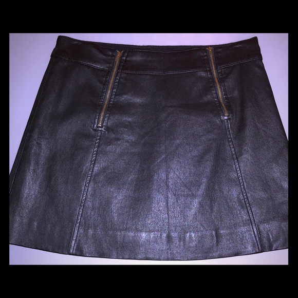 JCrew Collection Black Mini Genuine Leather Skirt